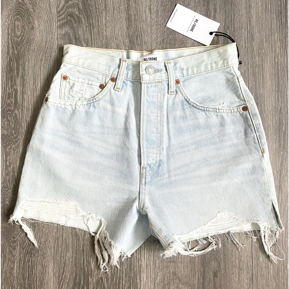 🌻NWT RE/DONE 50s CUT OFF SHORTS LIGHT RAF! SIZE 26 or 4 DISTRESSED LIGHT WASH🌻 - Picture 3 of 11
